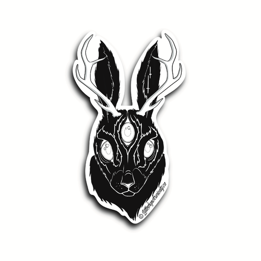 Jackalope Black & White Sticker - Black & White Sticker - Little Shop of Curiosity