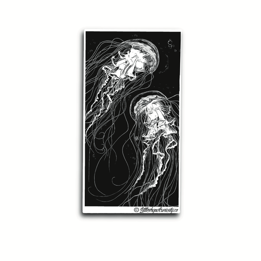 Jellyfish Black & White Sticker - Black & White Sticker - Little Shop of Curiosity