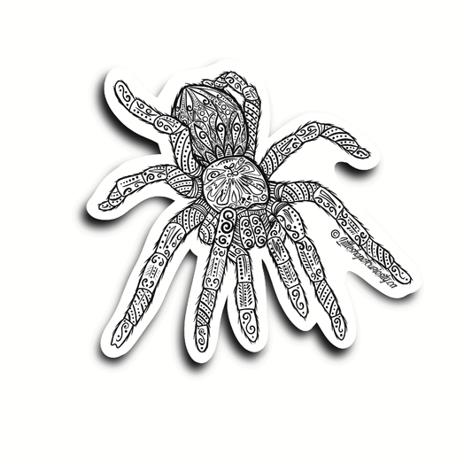 Mandala Tarantula Sticker - Black & White Sticker - Little Shop of Curiosity