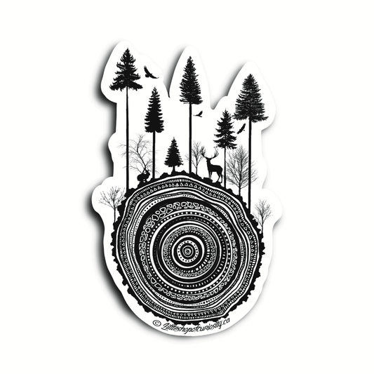 Tree Rings Sticker - Black & White Sticker - Little Shop of Curiosity
