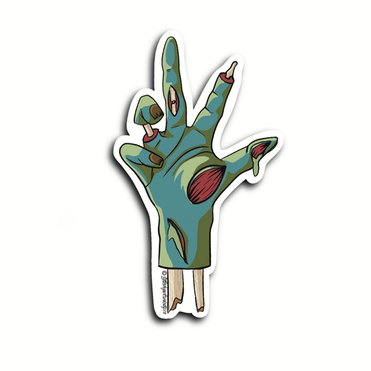 Zombie Hand Sticker - Colour Sticker - Little Shop of Curiosity